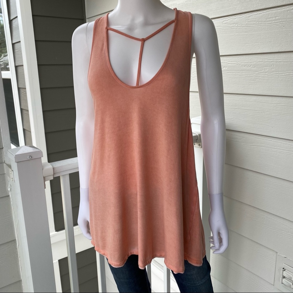 FREE PEOPLE Amelia Pink Racerback Tank Top - Picture 2 of 10